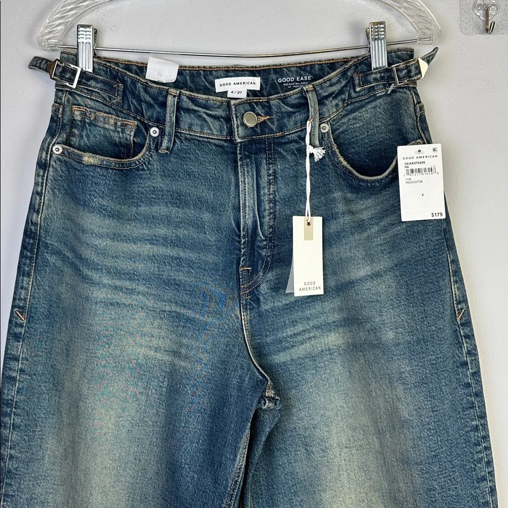 NWT Good American Good Ease Mid Rise Jean Relaxed Fit High Rise 34” Inseam 4/27 - Picture 5 of 16